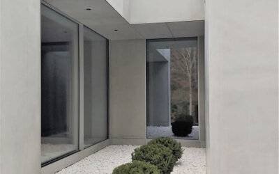 Elewacja betonowa domu z płyt lekkich 5mm